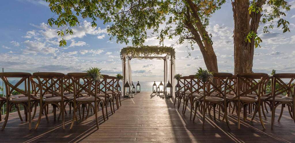 An outdoor wedding setup at Cape Panwa Hotel in Phuket