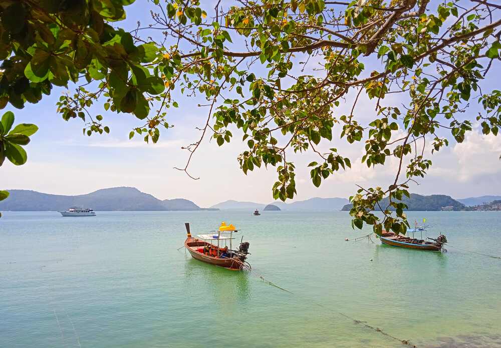 View of boats on the Andaman Sea