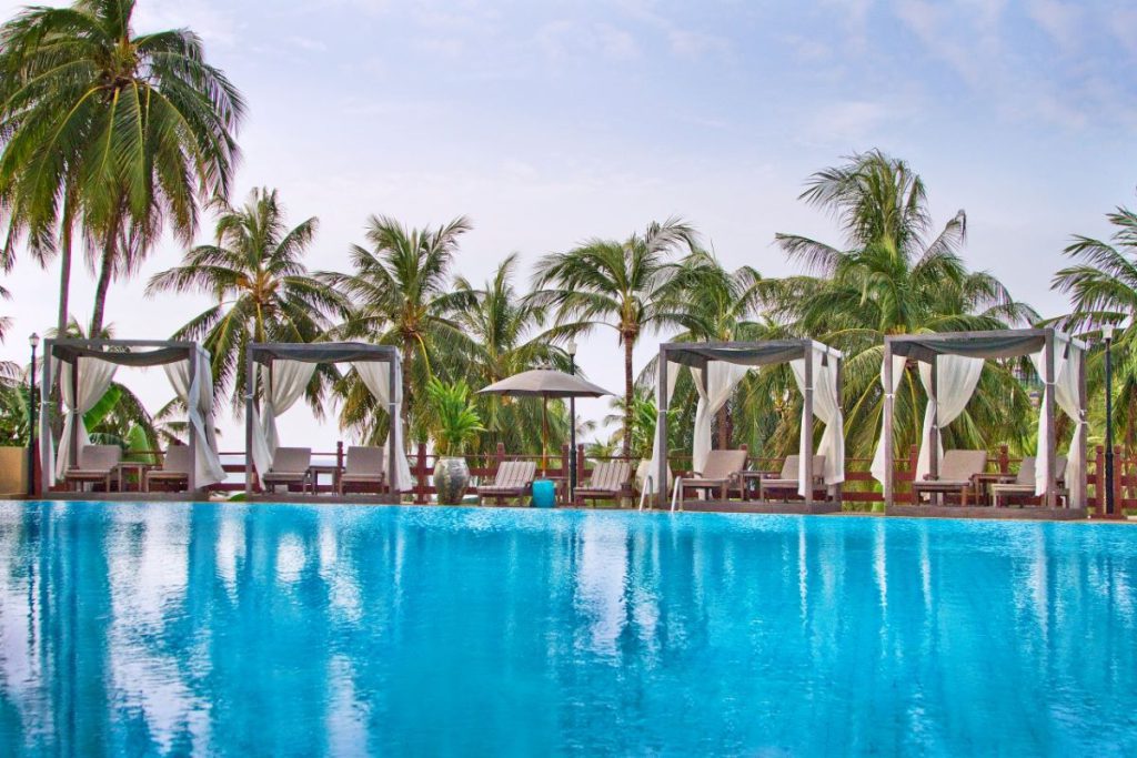 Cape Panwa’s expansive main swimming pool