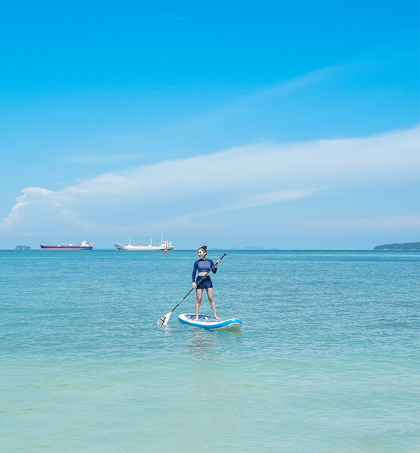 Learn stand up paddle boarding in our calm waters.
